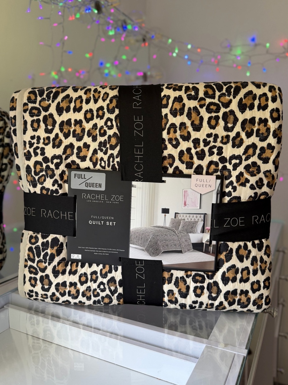 RACHEL ZOE LEOPARD Cheetah animal Print FULL QUEEN QUILT SET BLANKET